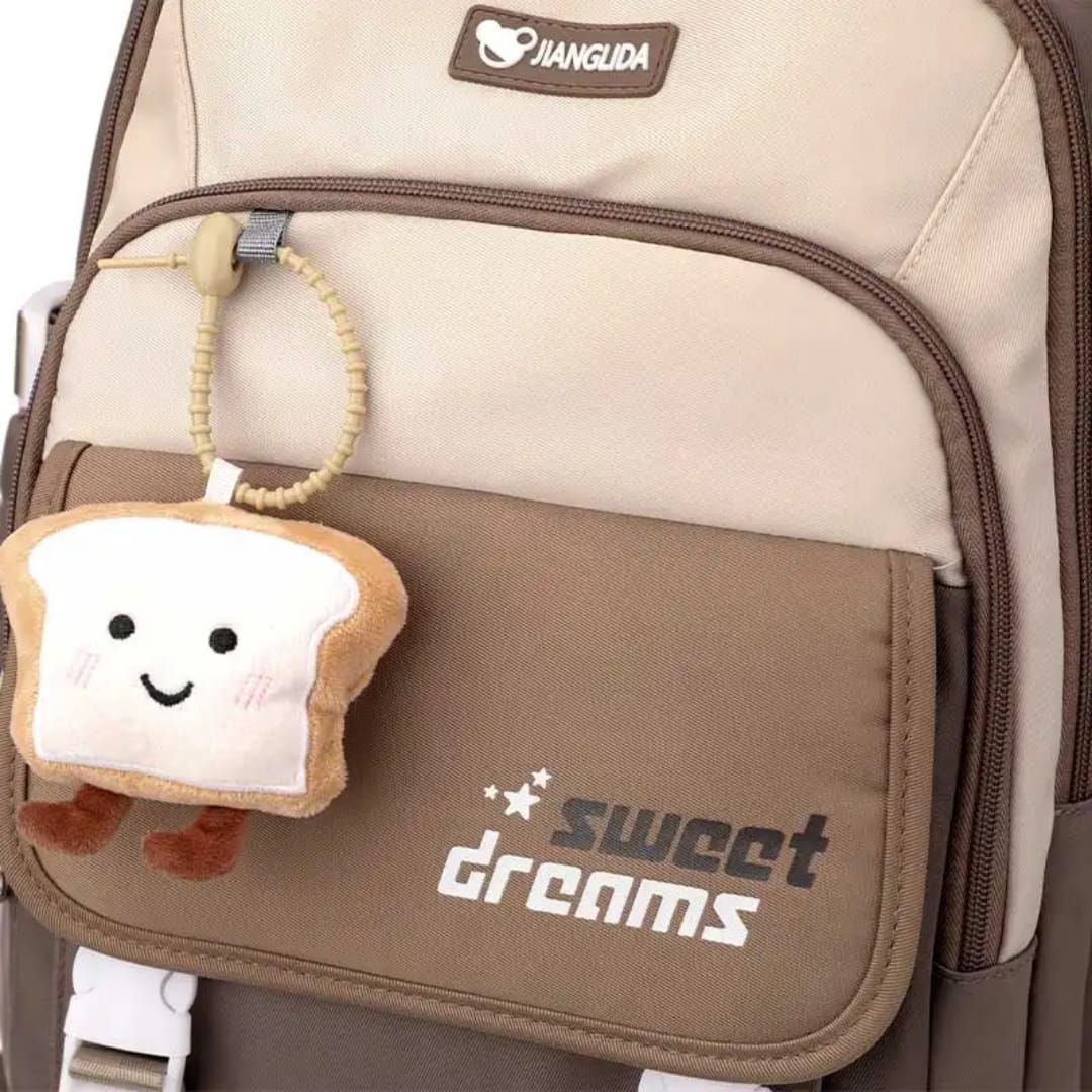 Buy MyneeMoe Sweet Dreams Stylish School Bag with Cute Bread Keychain - School Bag at MyneeMoe Online In India