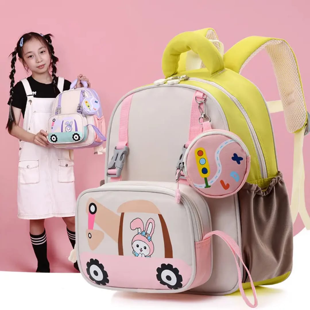 Buy MyneeMoe Crane Light-Up Kindergarten Backpack with Detachable Pocket & Cute Zipper Pouch - School Bag at MyneeMoe Online In India
