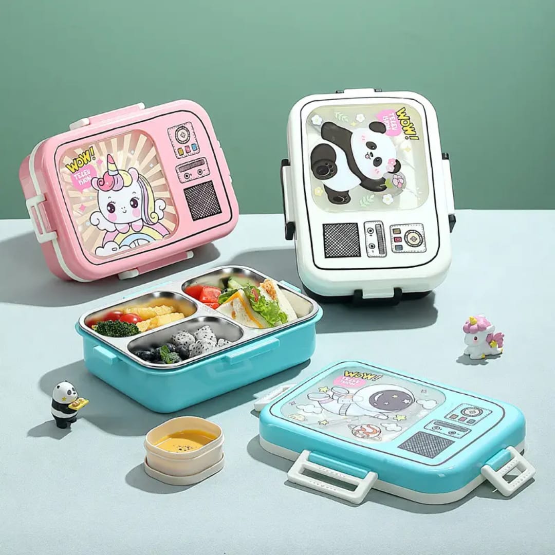 Buy MyneeMoe TVTummies 3 Compartment Stainless Steel Bento Lunch Box - Only for Solid Food - Lunch Box at MyneeMoe Online In India