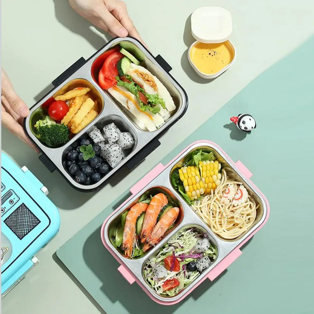 Buy MyneeMoe TVTummies 3 Compartment Stainless Steel Bento Lunch Box - Only for Solid Food - Lunch Box at MyneeMoe Online In India