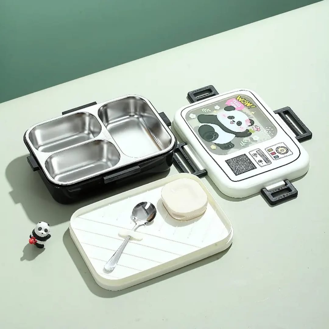 Buy MyneeMoe TVTummies 3 Compartment Stainless Steel Bento Lunch Box - Only for Solid Food Black - Lunch Box at MyneeMoe Online In India