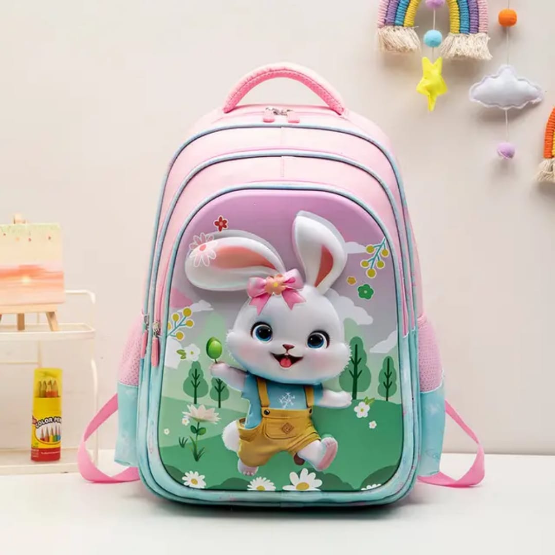 Buy MyneeMoe EduQuest Multi-Print Kids Backpack – Durable, Spacious & Waterproof Pink-Rabbit - School Bag at MyneeMoe Online In India