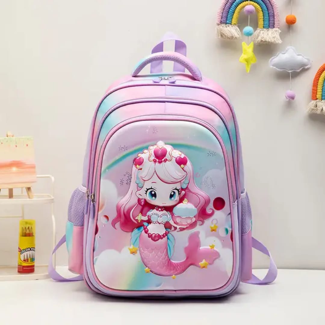 Buy MyneeMoe EduQuest Multi-Print Kids Backpack – Durable, Spacious & Waterproof Purple-Mermaid - School Bag at MyneeMoe Online In India