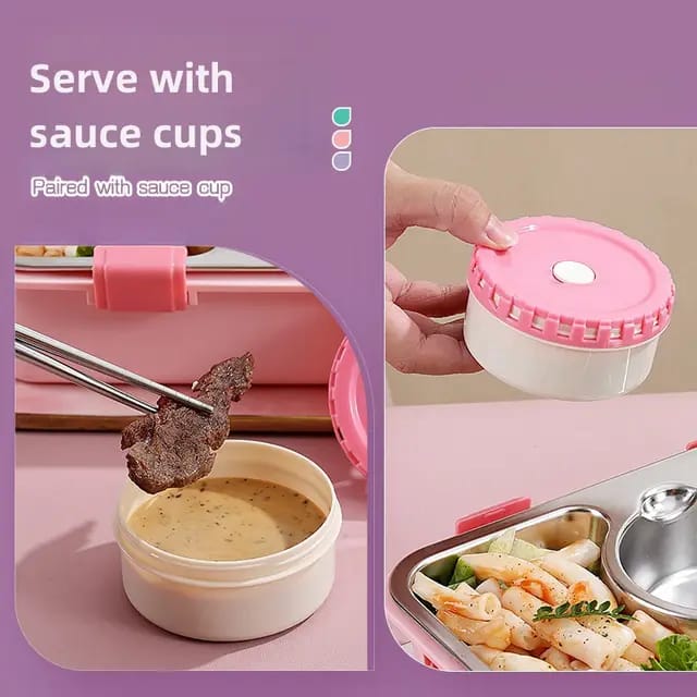 Buy MyneeMoe Bento Buddy 3 Compartment Stainless Steel Lunch Box with Bowl – For Solid Food - Bento Lunch Box at MyneeMoe Online In India