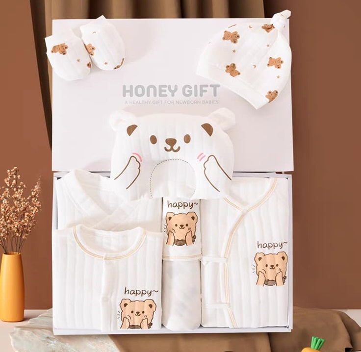 Buy MyneeMoe Happy Bear Honey Gift 26 PCs Newborn Baby Shower Gift Set โ Deluxe Baby Hamper - at MyneeMoe Online In India