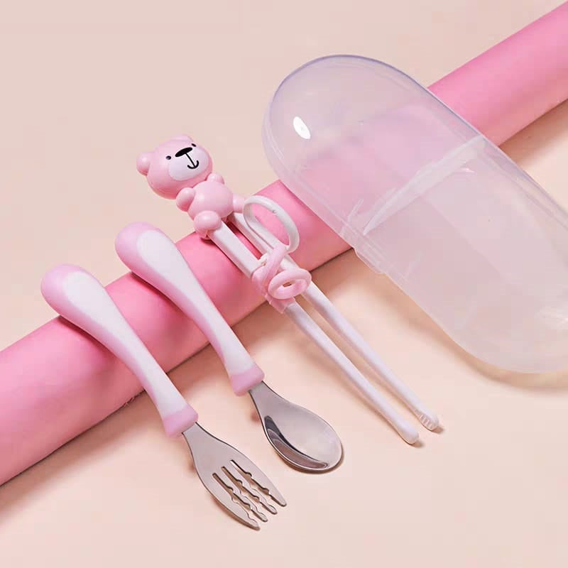 Buy MyneeMoe Kiddie Learners Stainless Steel Cutlery Set – Spoon, Fork & Chopsticks - Cutlery Set at MyneeMoe Online In India