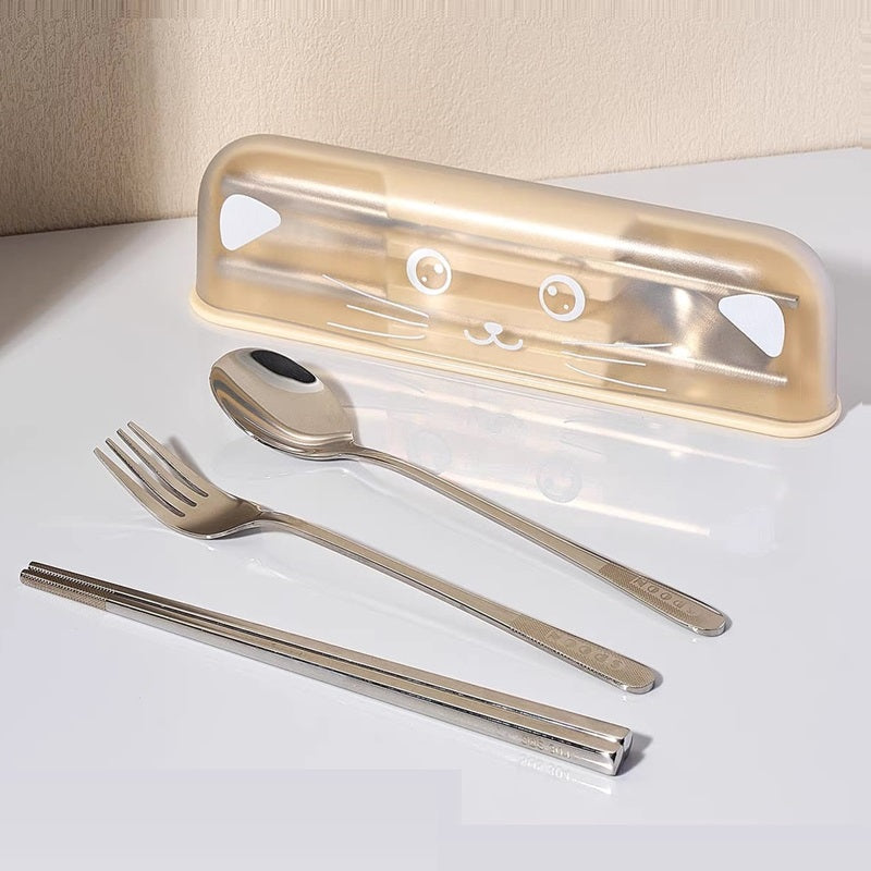 Buy MyneeMoe Crystal-Clear Stainless-Steel Cutlery Set – Spoon, Fork & Chopsticks Honey Mustard - Cutlery Set at MyneeMoe Online In India