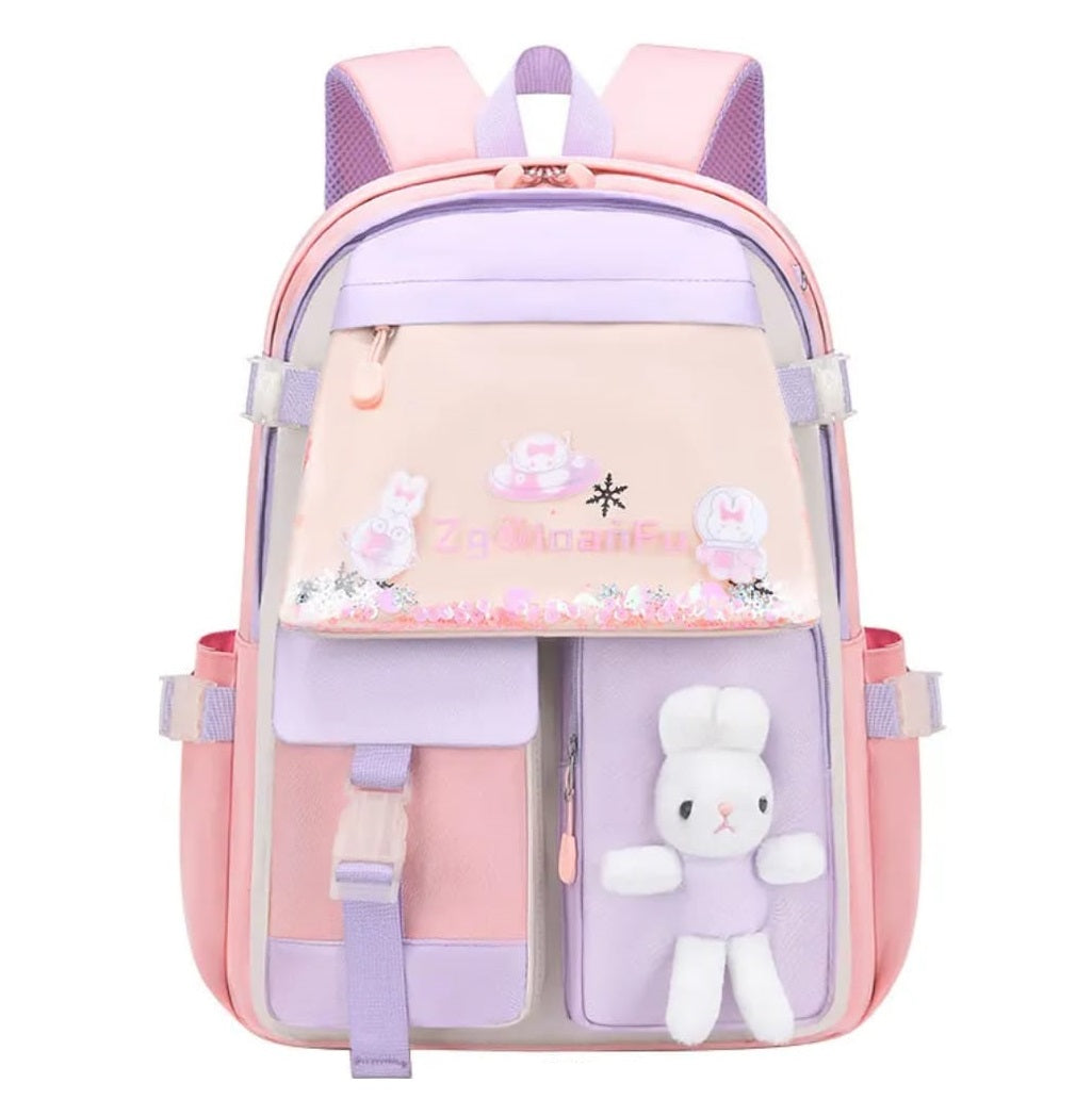Buy MyneeMoe Soft Pastel Bunny Girls Backpack – Durable, Stylish & Spacious School Bag (Pink) Pink - School Bag at MyneeMoe Online In India