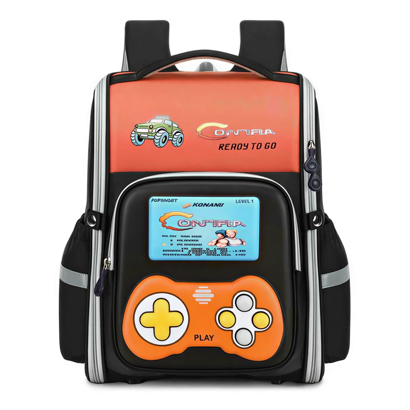 Buy MyneeMoe Play Box Kids School Backpack – Durable, Stylish & Spacious School Bag (Age 5–9Y) Black & Orange - at MyneeMoe Online In India