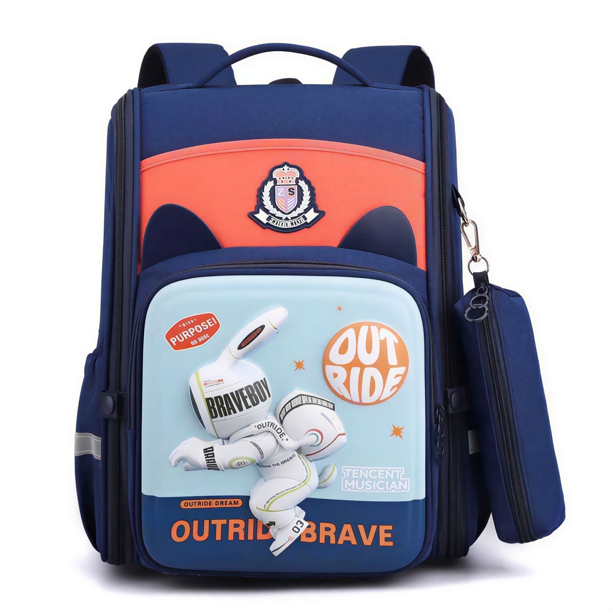 Young Minds Kids Backpack – Durable, Stylish & Spacious School Bag (Blue & Orange)