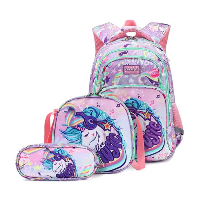 Wonderland Mermaid Unicorn School Bag Combo Backpack Lunch Bag Pencil Case Unicorn