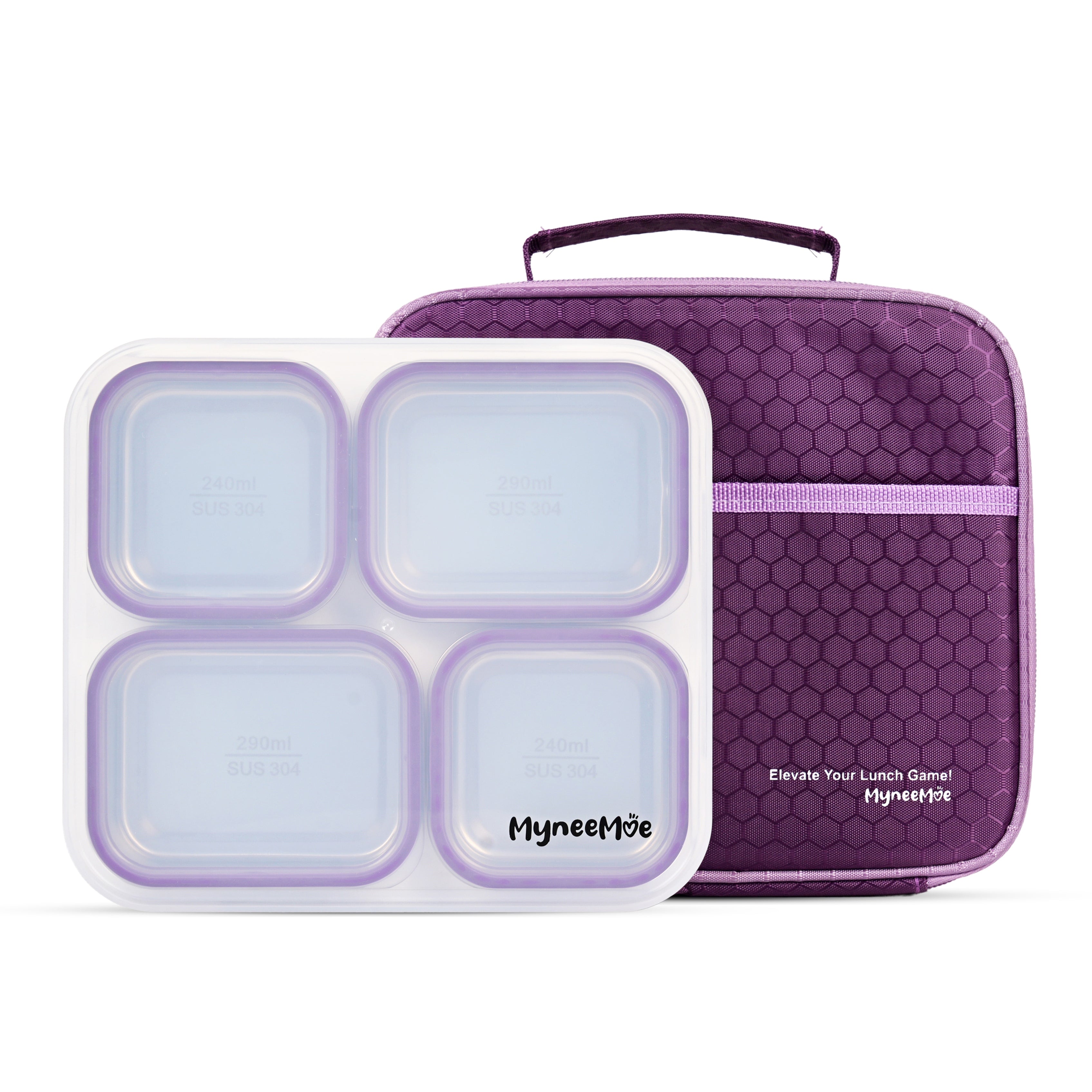 Buy MyneeMoe Meal Station 4 Compartment Stainless Steel Bento Lunch Box with Bag Purple - Bento Lunch Box at MyneeMoe Online In India