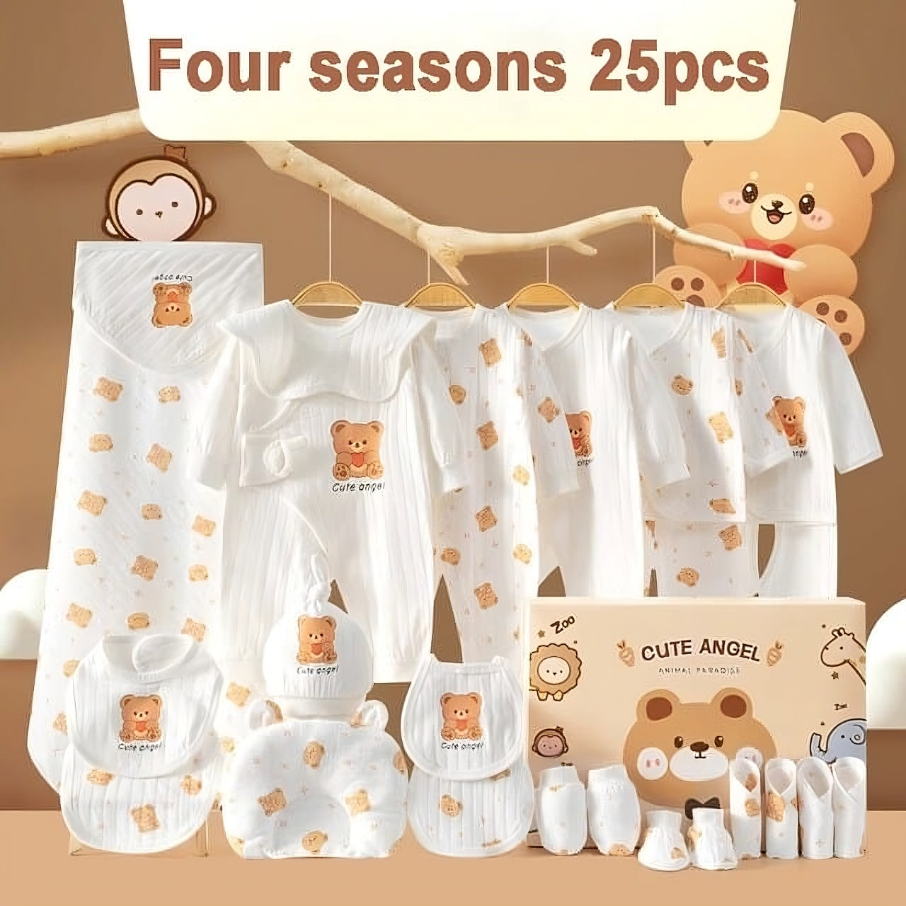Buy MyneeMoe Animal Paradise 25 Piece Newborn Gift Set โ Perfect Baby Shower Collection - at MyneeMoe Online In India