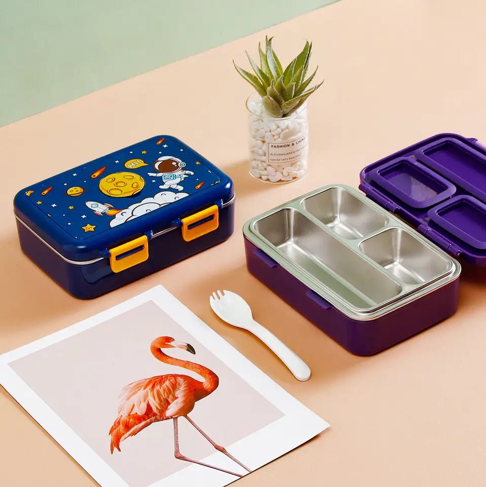 Buy MyneeMoe Space Themed 3 Compartment Leak-Proof Stainless Steel Lunch Box - Lunch Box at MyneeMoe Online In India