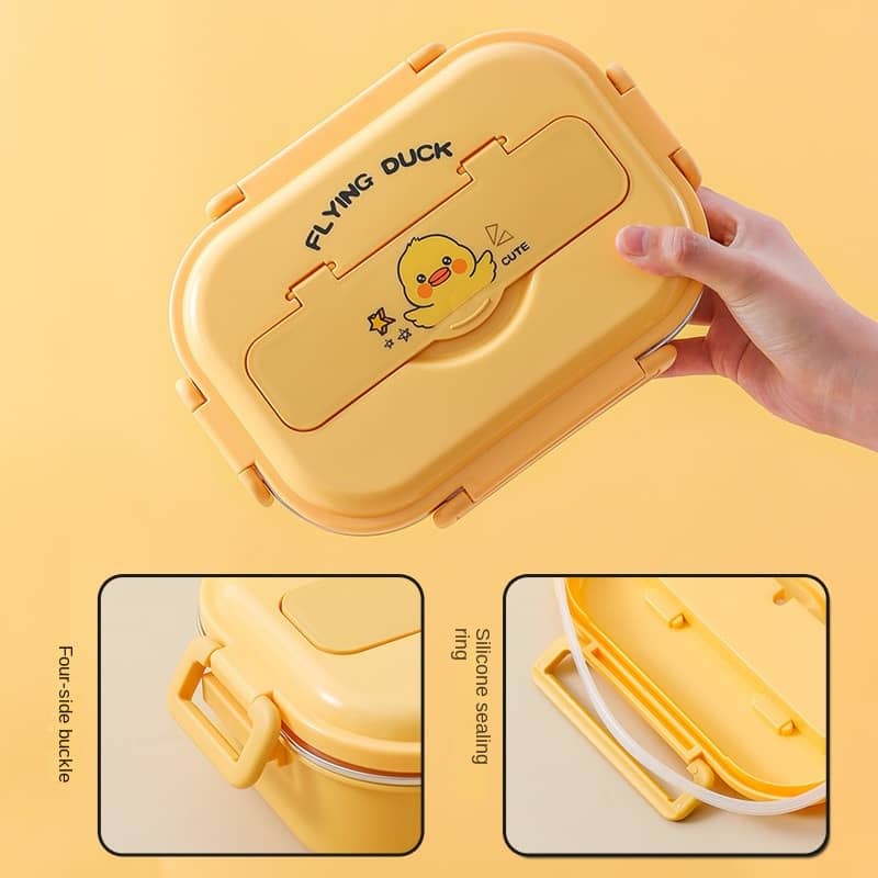 Buy MyneeMoe Flying Duck 4 Compartment Stainless Steel Kids Lunch Box with Insulated Bag - Kids Lunch Box at MyneeMoe Online In India