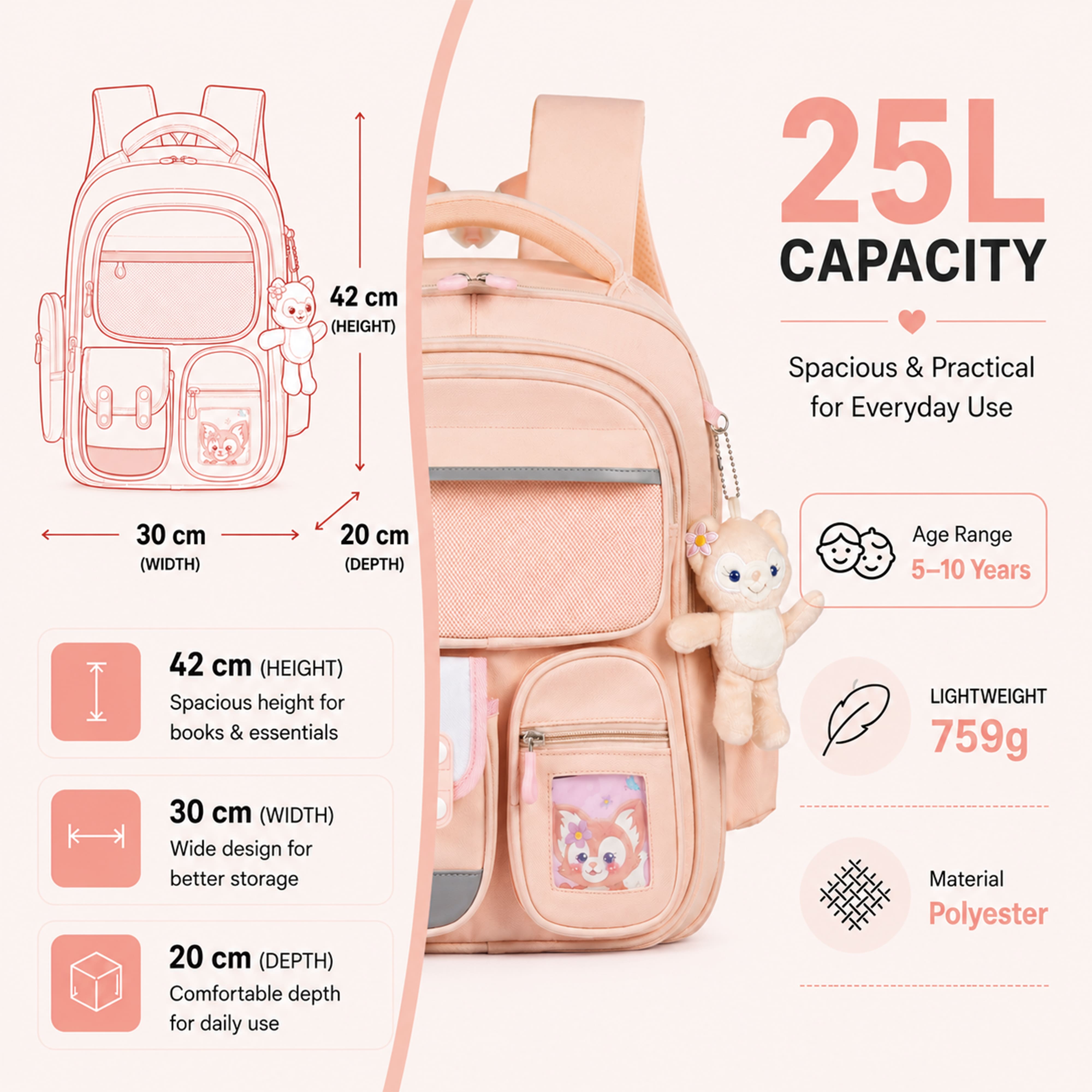 Buy MyneeMoe Brainy Bundle Elite Kids Backpack – Durable, Stylish & Spacious School Bag (Pink) - School Bag at MyneeMoe Online In India