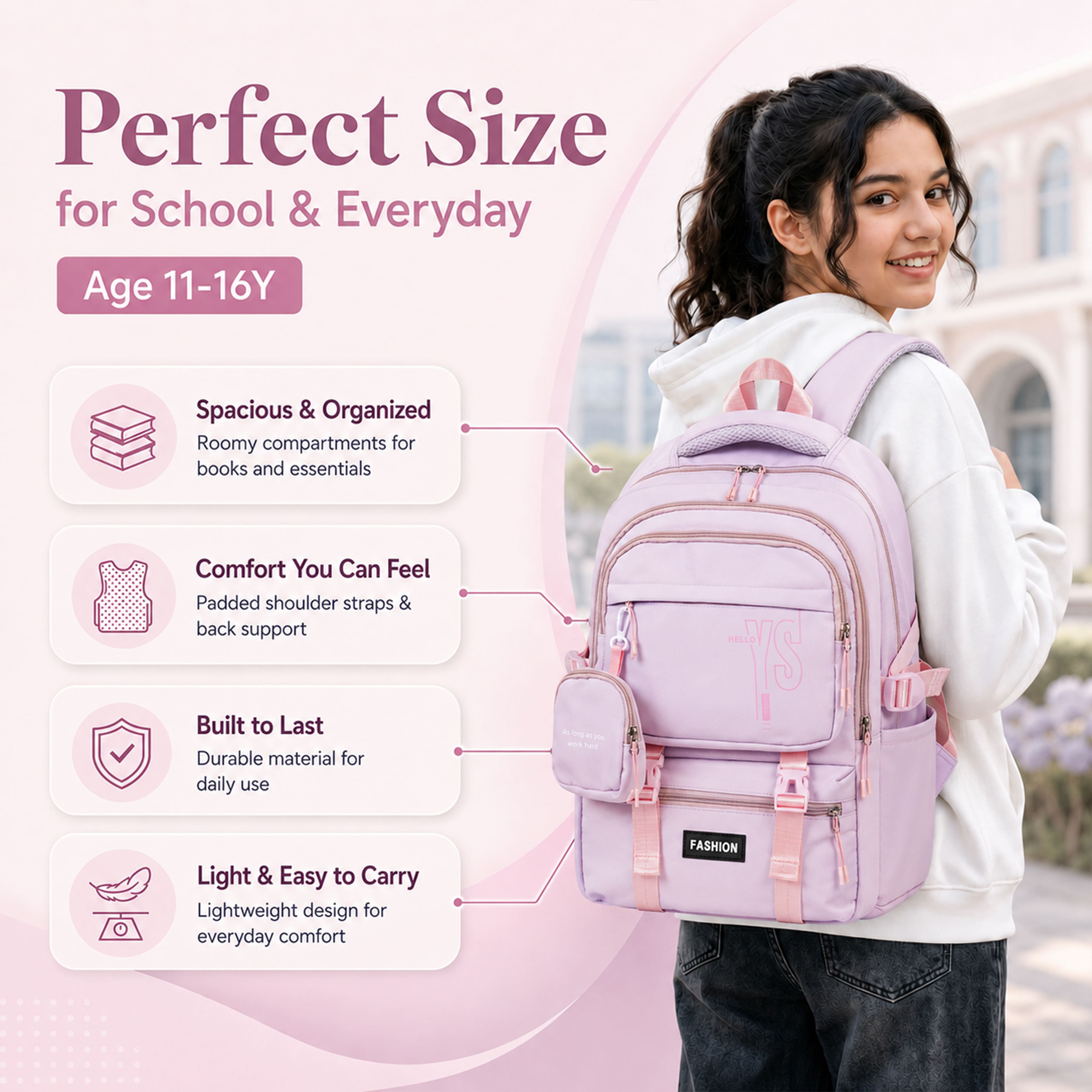 Buy MyneeMoe CampusPro Kids Backpack – Durable, Stylish & Spacious School Bag (Purple) - at MyneeMoe Online In India