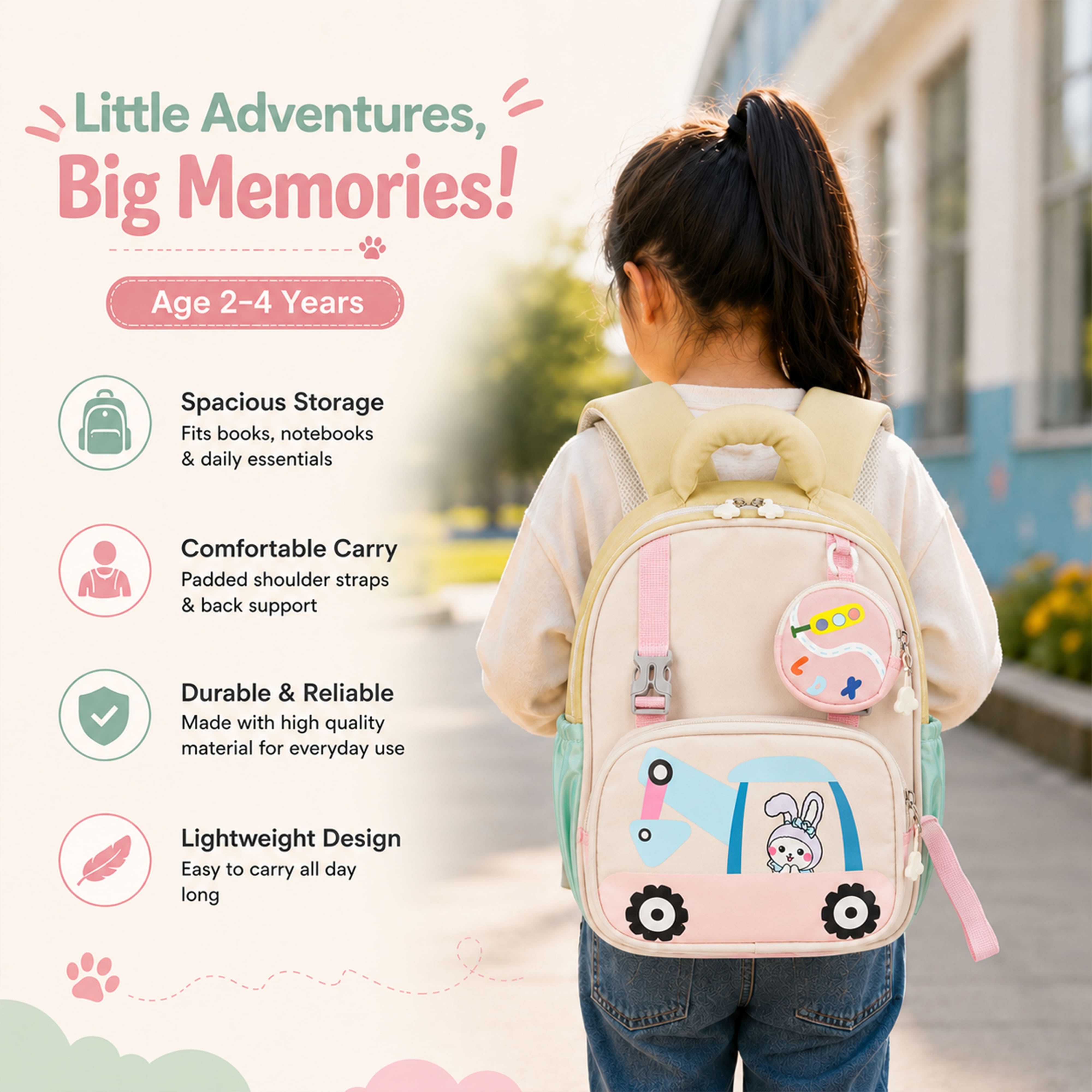 Buy MyneeMoe Crane Light-Up Kids Backpack – Lightweight & Comfortable Kindergarten Bag (Yellow) - School Bag at MyneeMoe Online In India