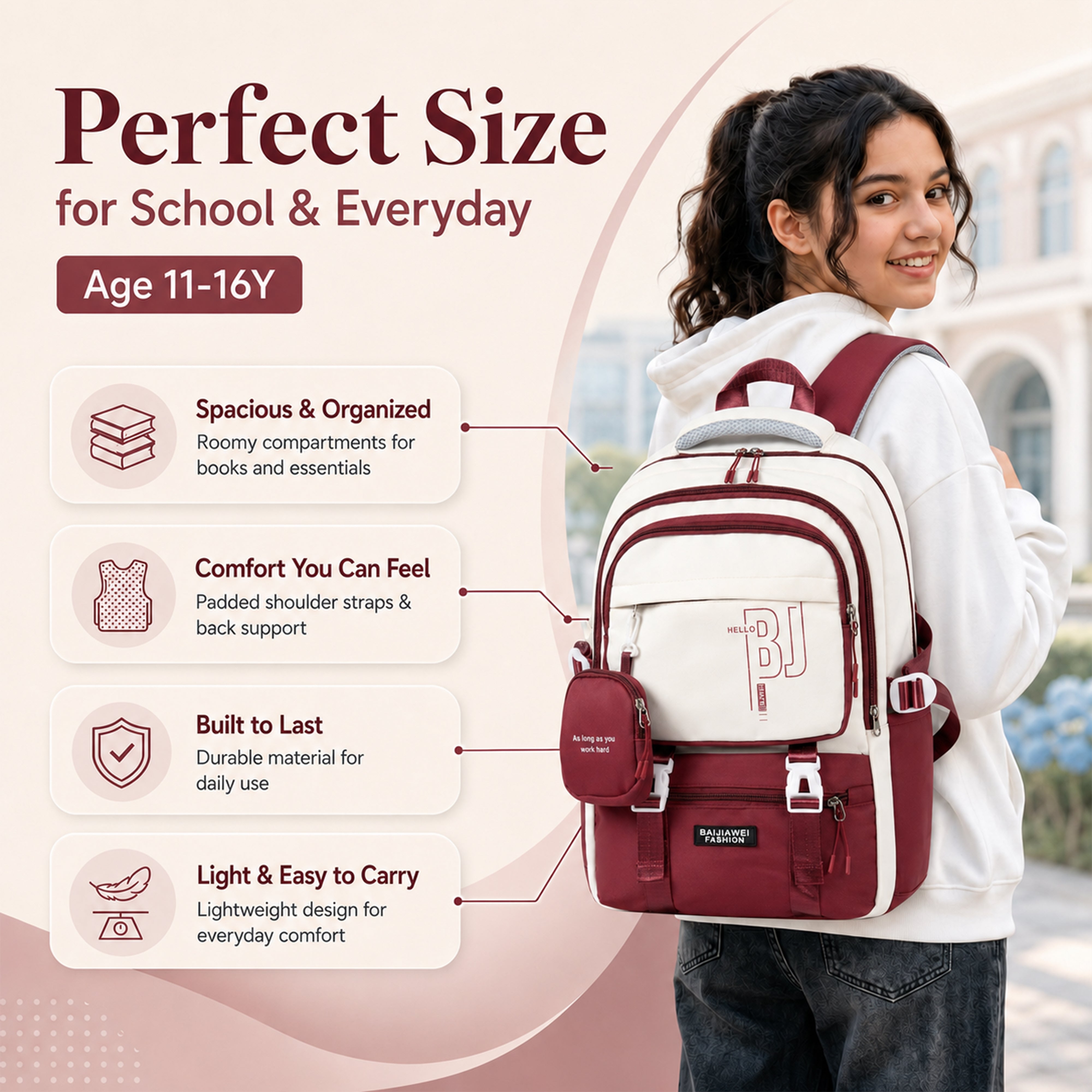 Buy MyneeMoe CampusPro Kids Backpack – Durable, Stylish & Spacious School Bag (Red) - at MyneeMoe Online In India