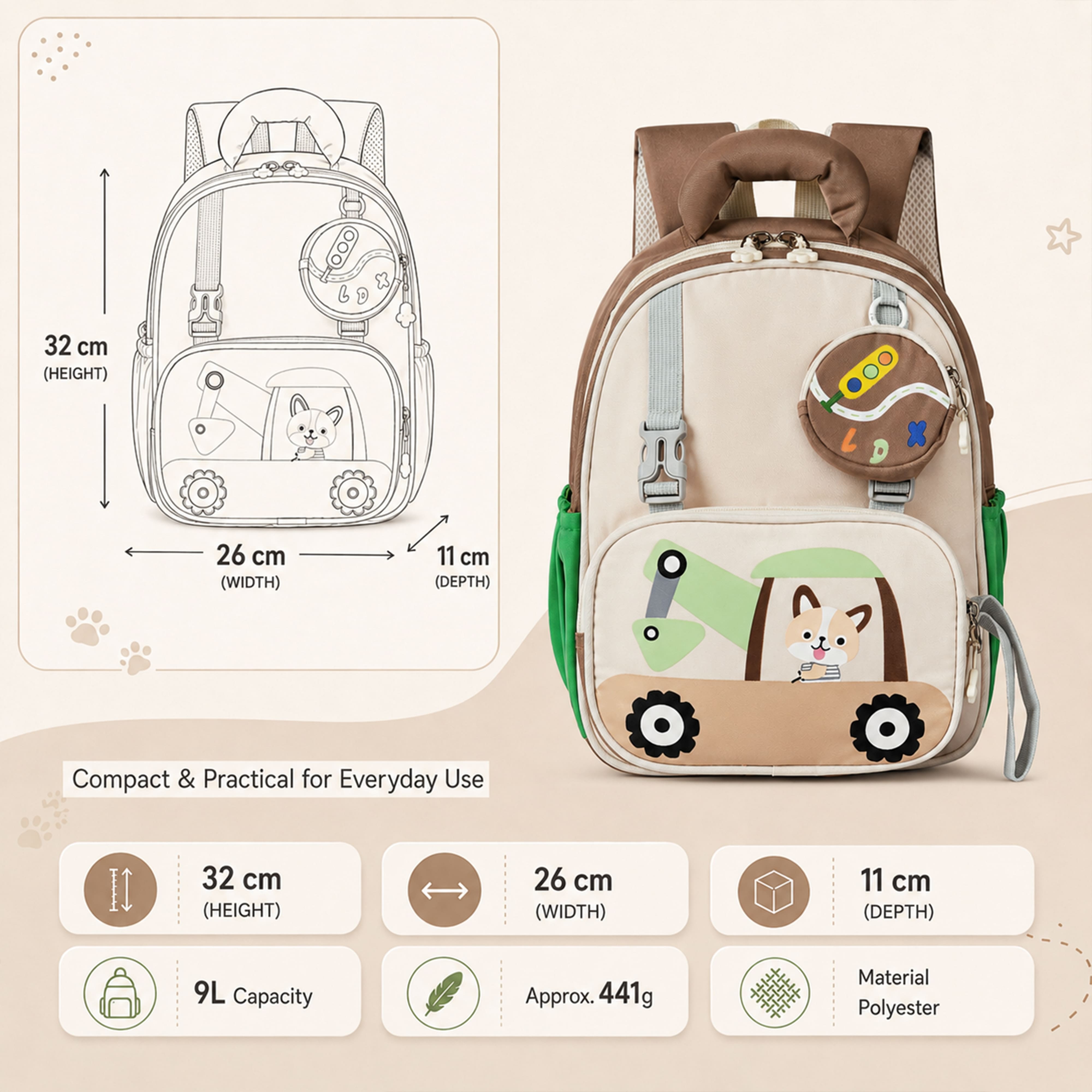 Buy MyneeMoe Crane Light-Up Kids Backpack – Lightweight & Comfortable Kindergarten Bag (Age 2-4Y) - School Bag at MyneeMoe Online In India