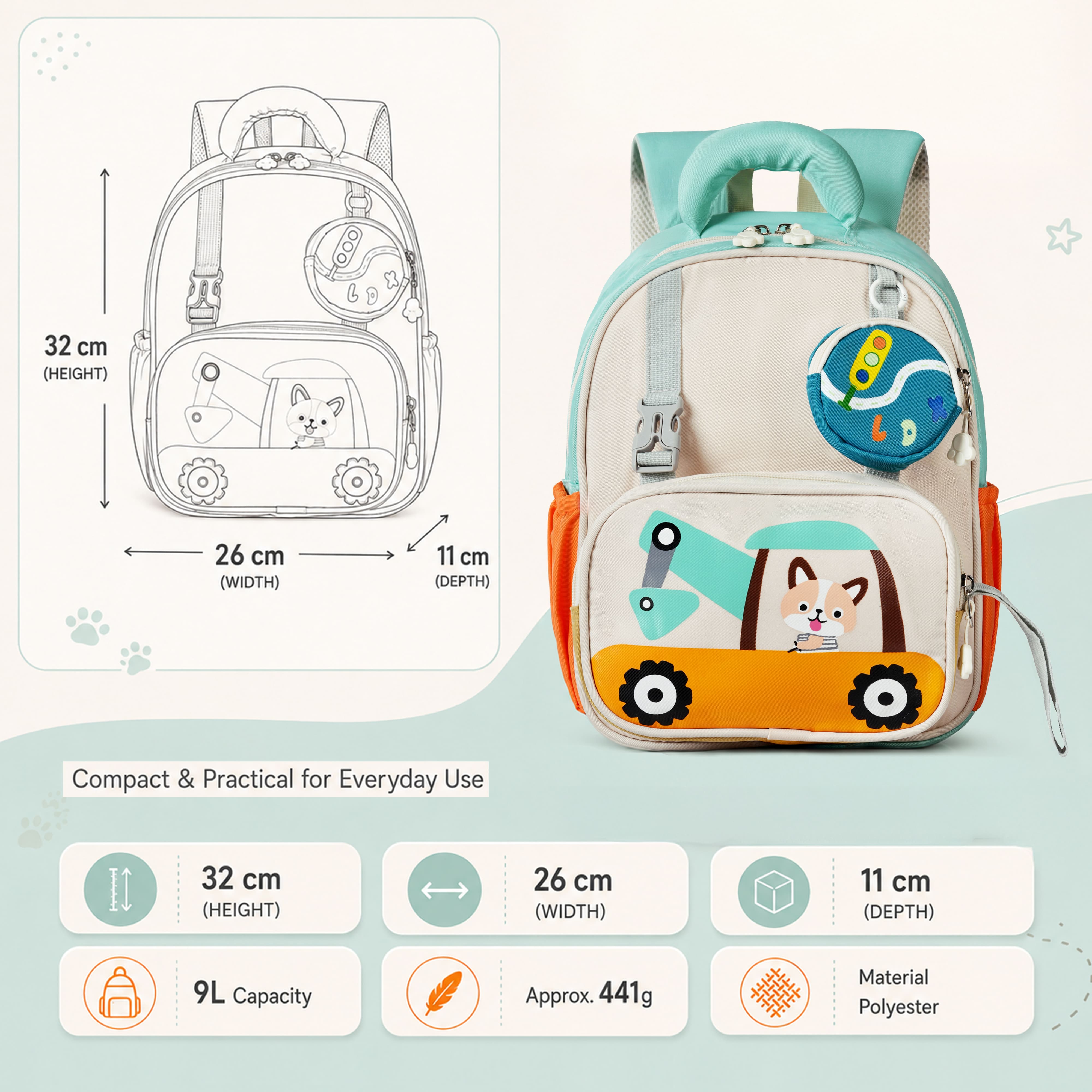 Buy MyneeMoe Crane Light-Up Kids Backpack – Lightweight & Comfortable Kindergarten Bag (Blue) - School Bag at MyneeMoe Online In India