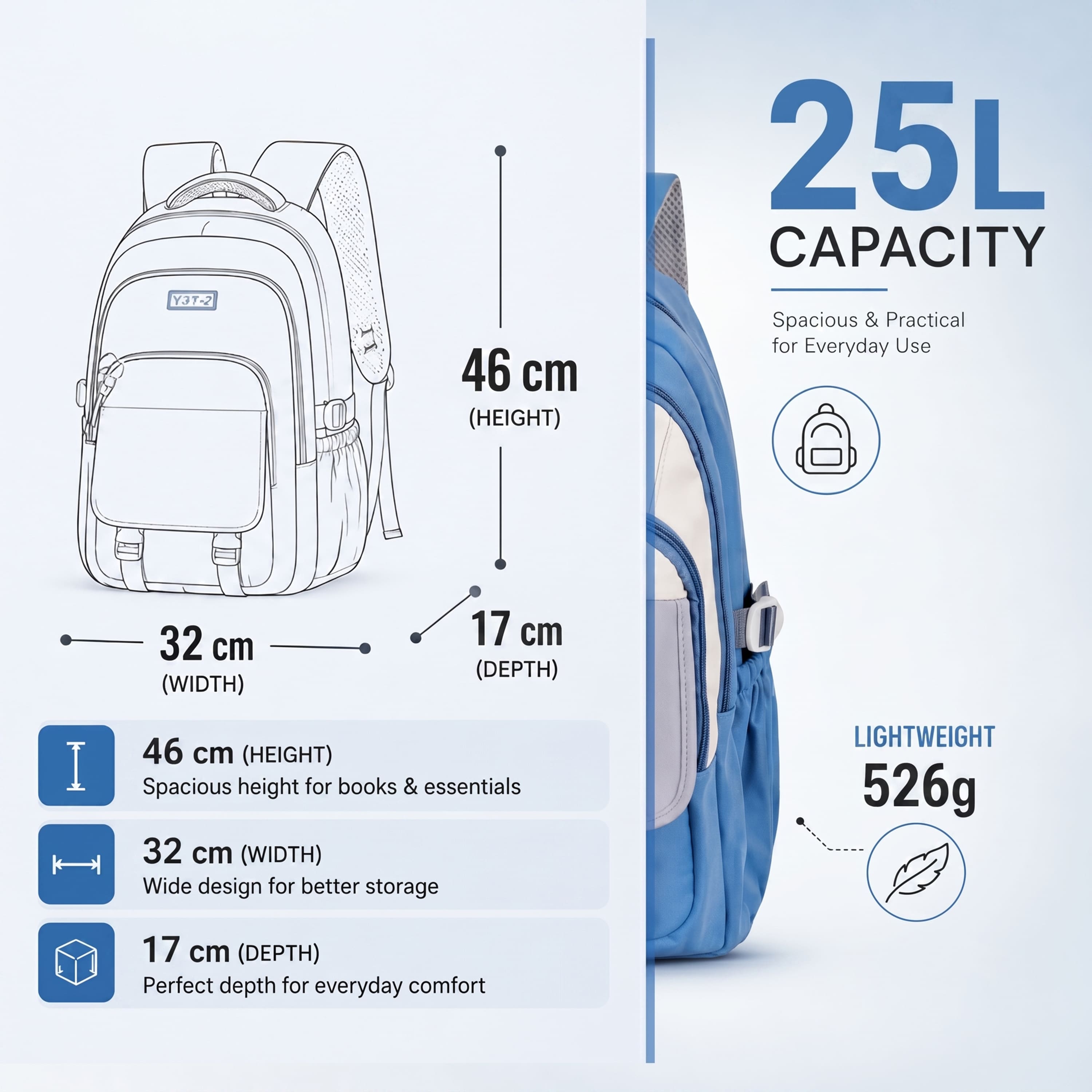 Buy MyneeMoe Sweet Dreams Kids Backpack – Durable, Stylish & Spacious School Bag (Light Blue) - School Bag at MyneeMoe Online In India