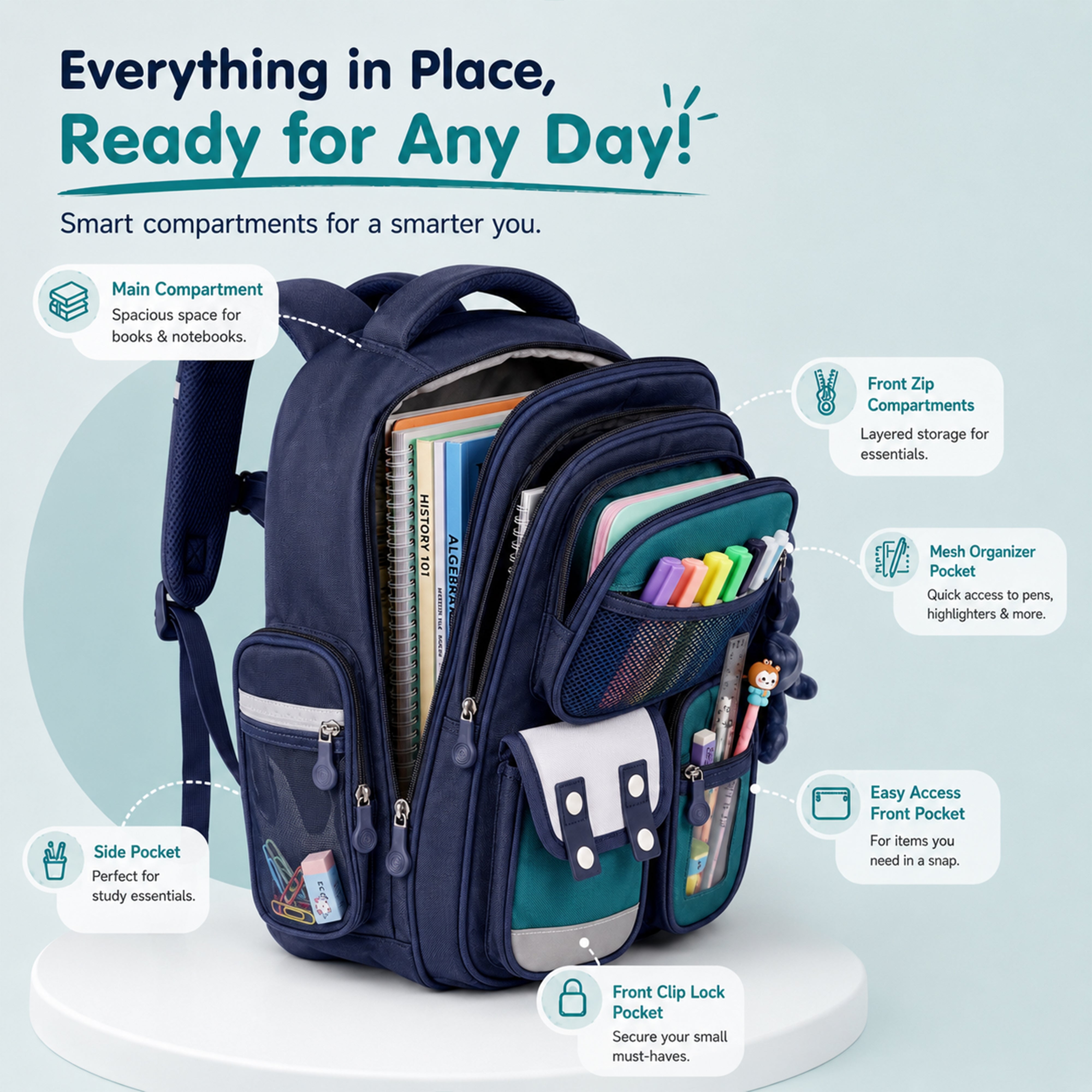 Buy MyneeMoe Brainy Bundle Elite Kids Backpack – Durable, Stylish & Spacious School Bag (Green) - School Bag at MyneeMoe Online In India