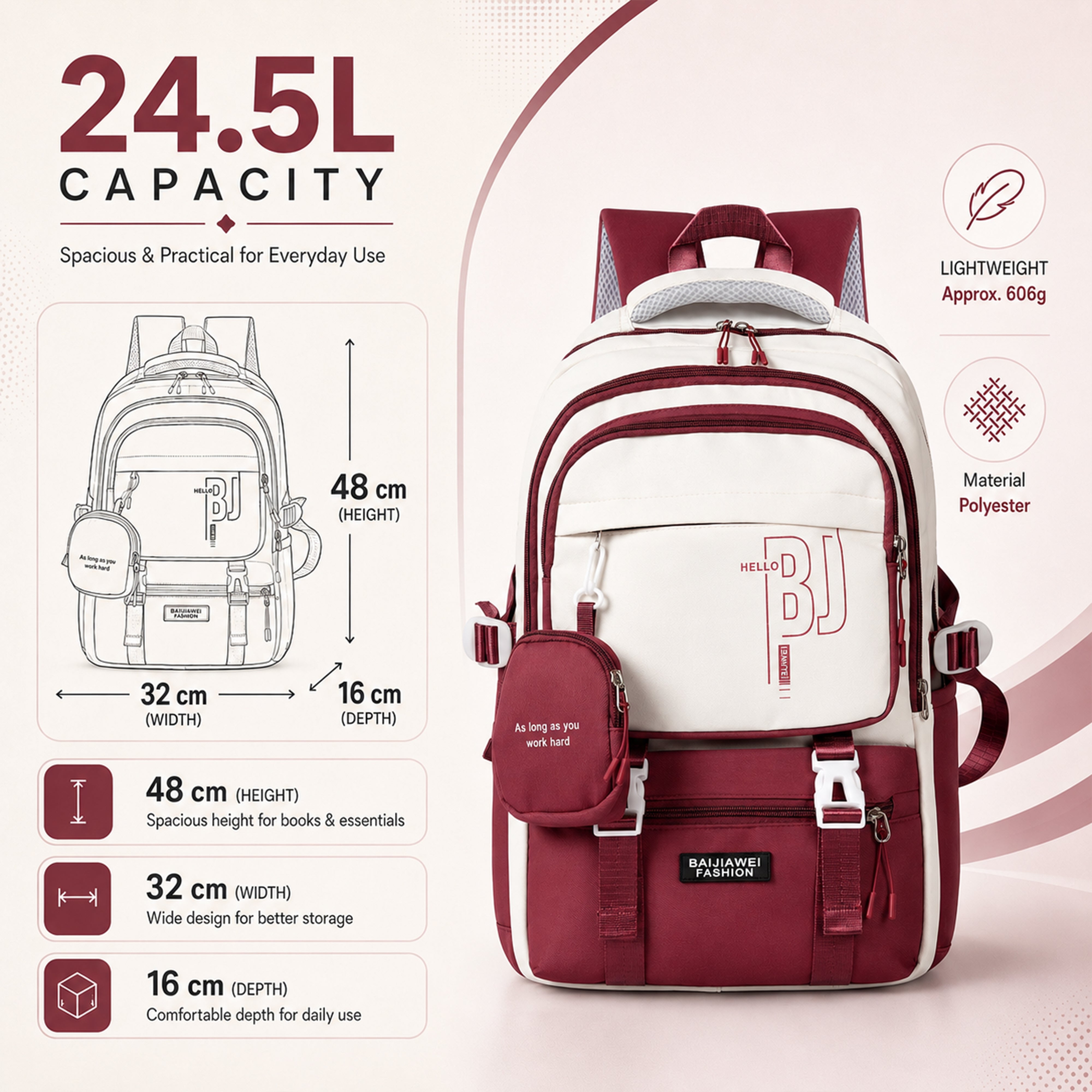 Buy MyneeMoe CampusPro Kids Backpack – Durable, Stylish & Spacious School Bag (Red) - at MyneeMoe Online In India