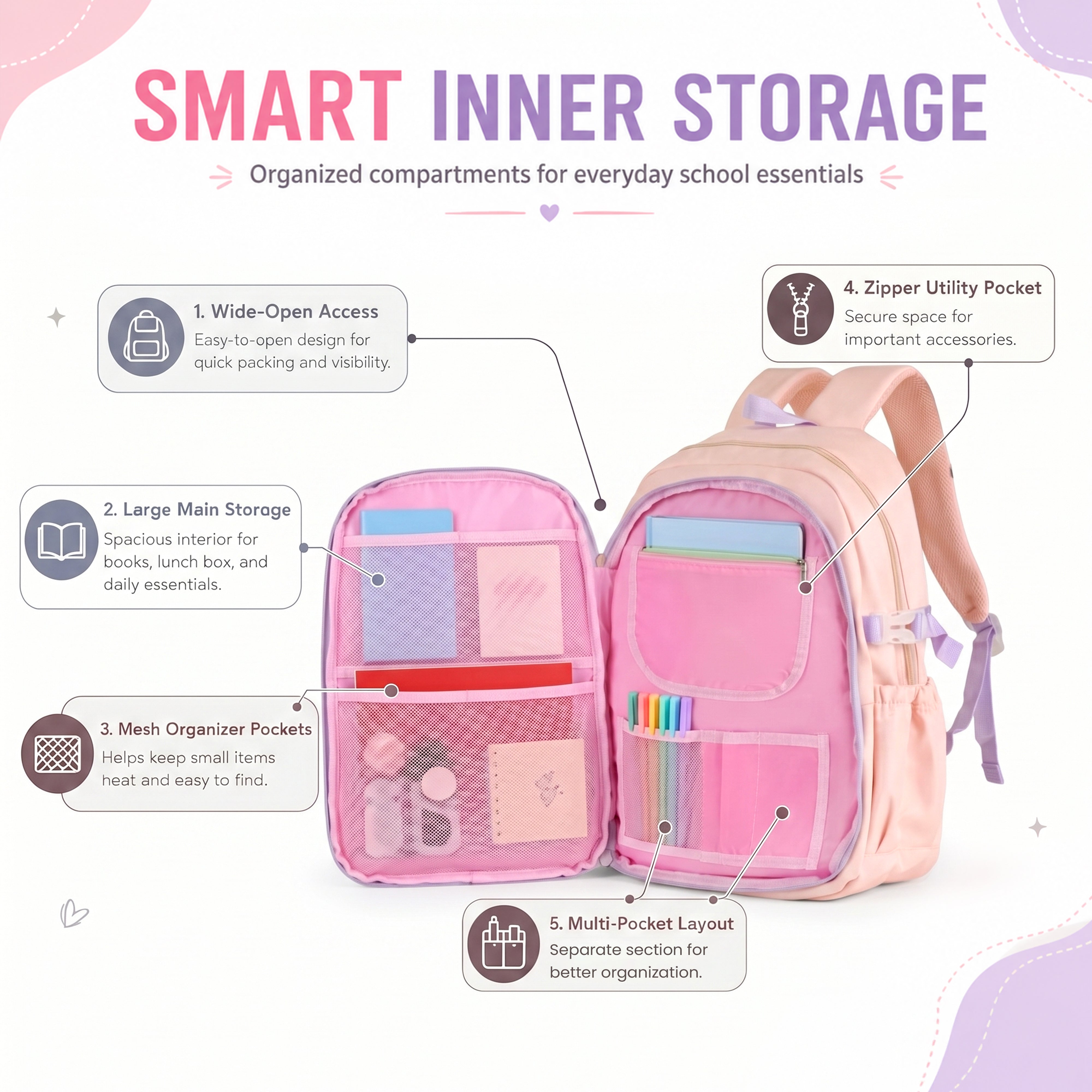 Buy MyneeMoe Soft Pastel Bunny Girls Backpack – Durable, Stylish & Spacious School Bag (Pink) - School Bag at MyneeMoe Online In India