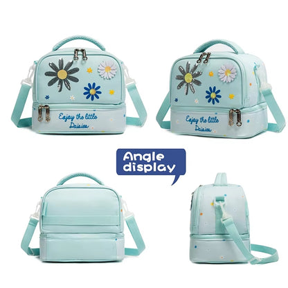 Buy ChillMate Insulated Lunch Bag – Spacious & Stylish with Two Large Compartments | Waterproof & Durable (Little Daisies) at MyneeMoe Online In India