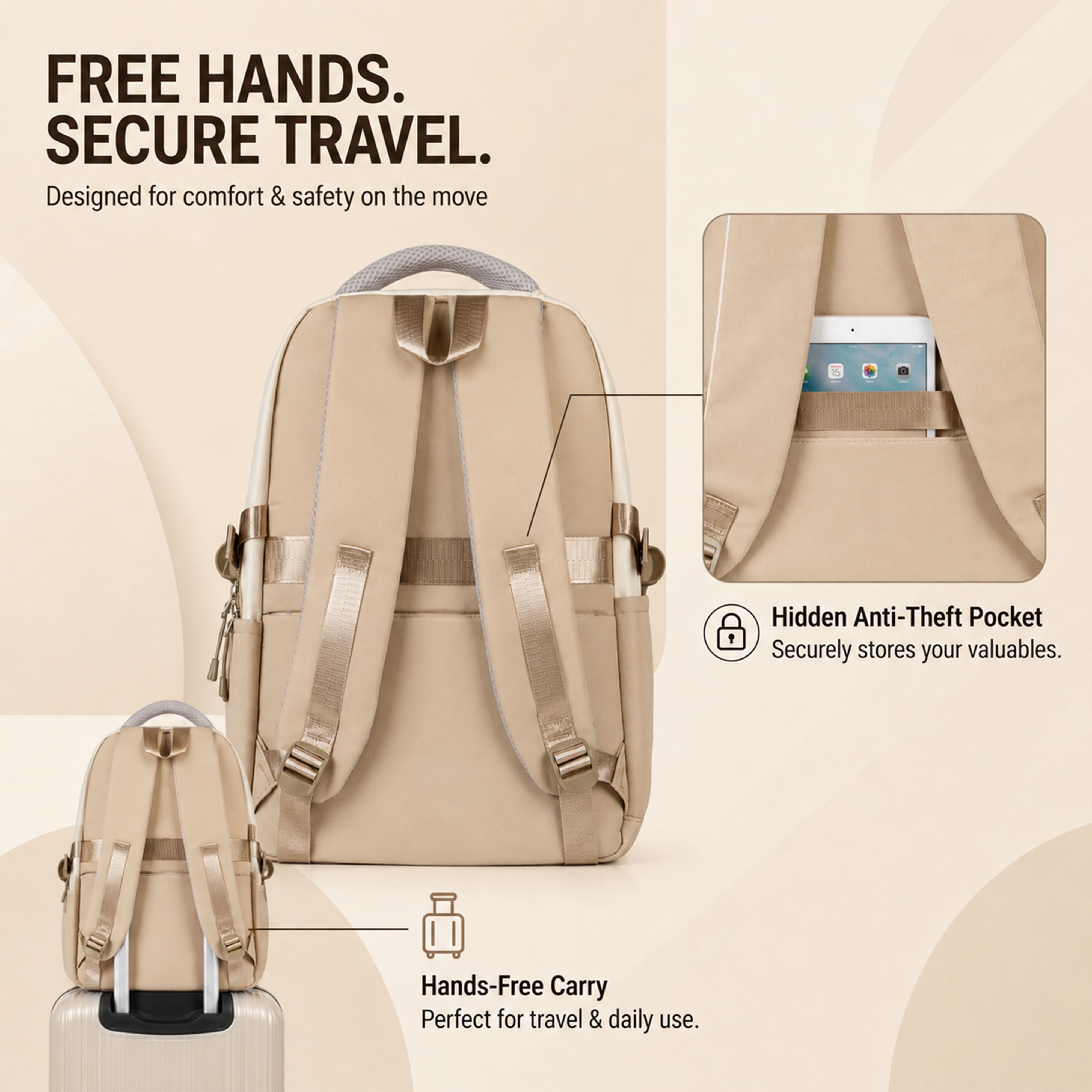 Buy MyneeMoe CampusPro Kids Backpack – Durable, Stylish & Spacious School Bag (Beige) - at MyneeMoe Online In India