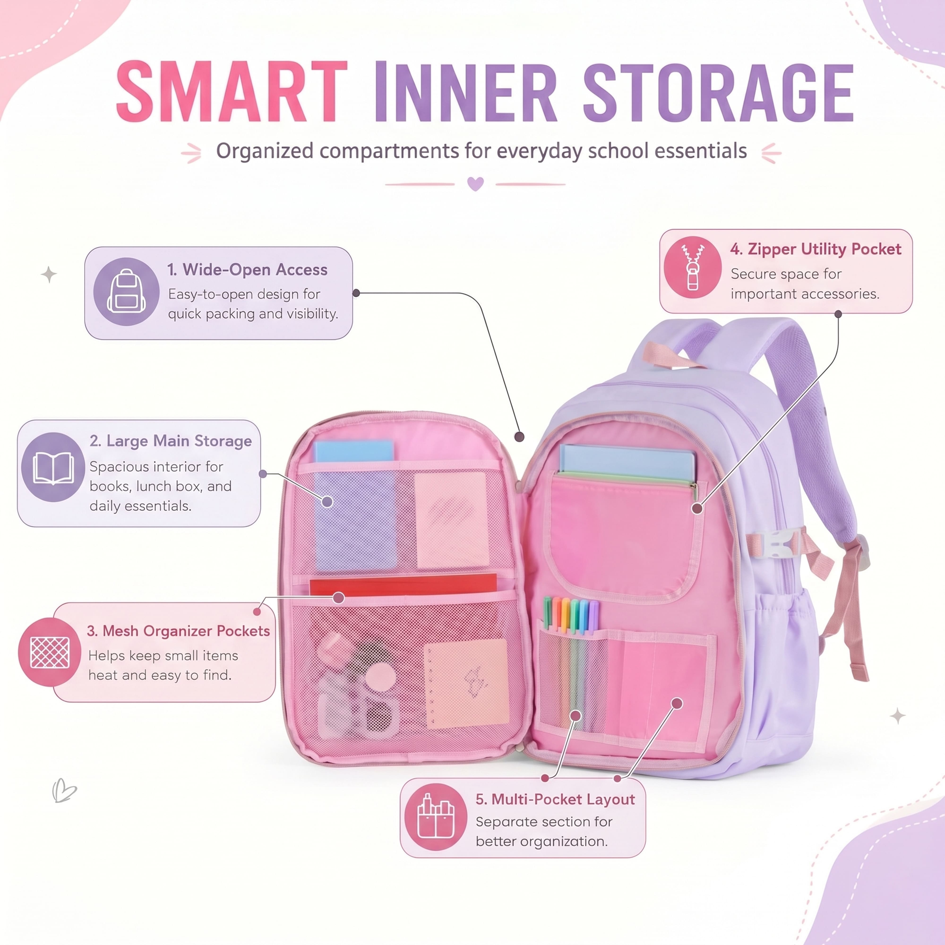 Buy MyneeMoe Soft Pastel Bunny Girls Backpack – Durable, Stylish & Spacious School Bag (Purple) - School Bag at MyneeMoe Online In India