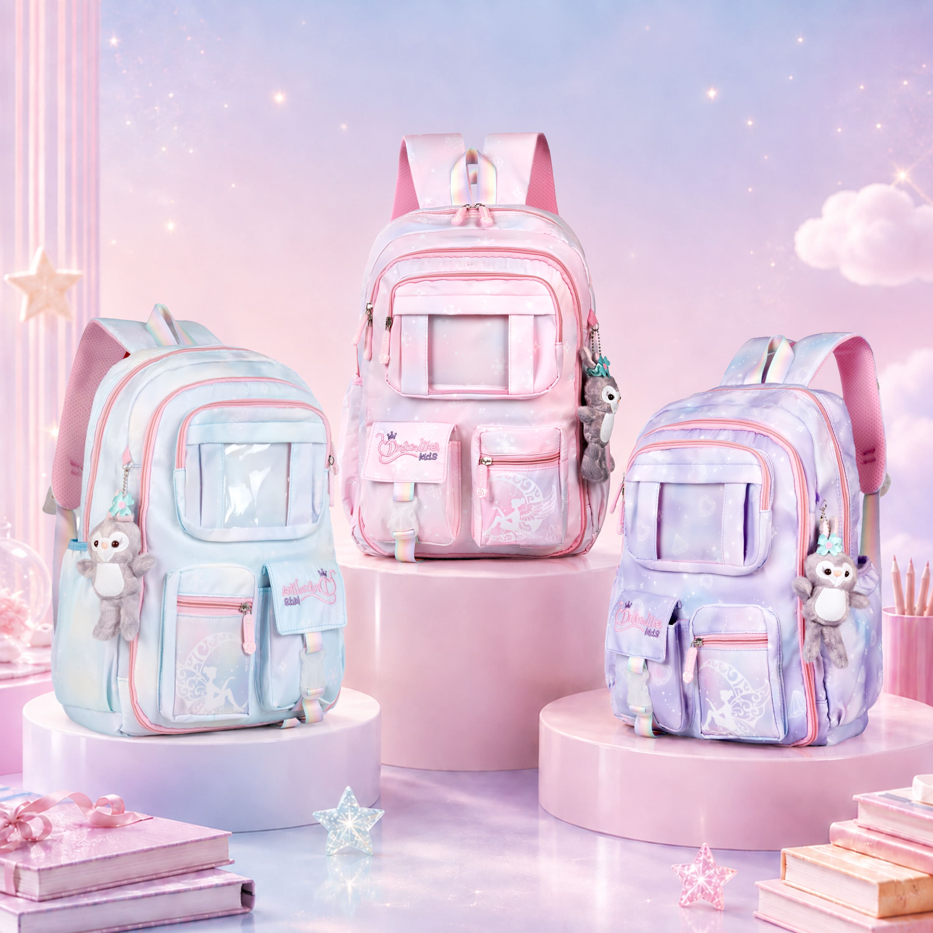 Buy MyneeMoe Cotton Candy Elite Girls Backpack – Durable, Stylish & Spacious School Bag (Pink) - School Bag at MyneeMoe Online In India