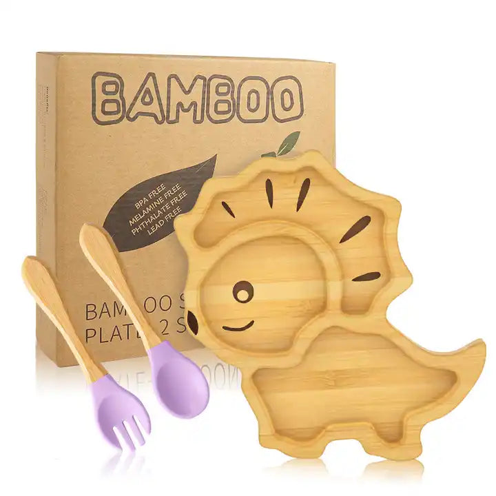 Buy Leo Bamboo Suction Feeding Set – Safe & Fun for Sustainable Baby Mealtime Lavender at Myneemoe Online In India