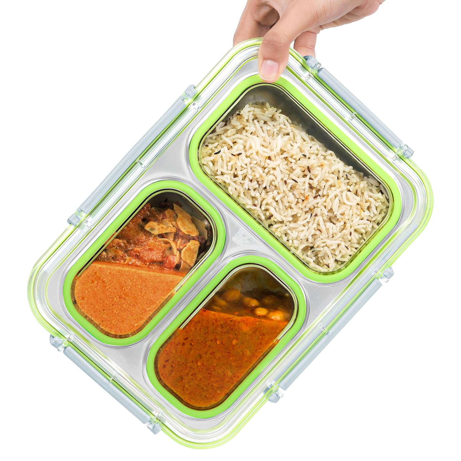 Buy MyneeMoe Stylish Stainless Steel Bento Lunch Box with 3 Compartments & Spill-Proof Design - Bento Lunch Box at MyneeMoe Online In India