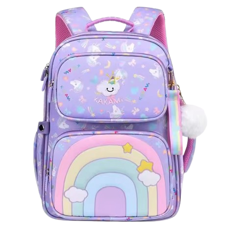 Buy MyneeMoe Rainbow Blossom School Backpack - Stylish, Durable & Waterproof Backpack Purple - School Bag at MyneeMoe Online In India