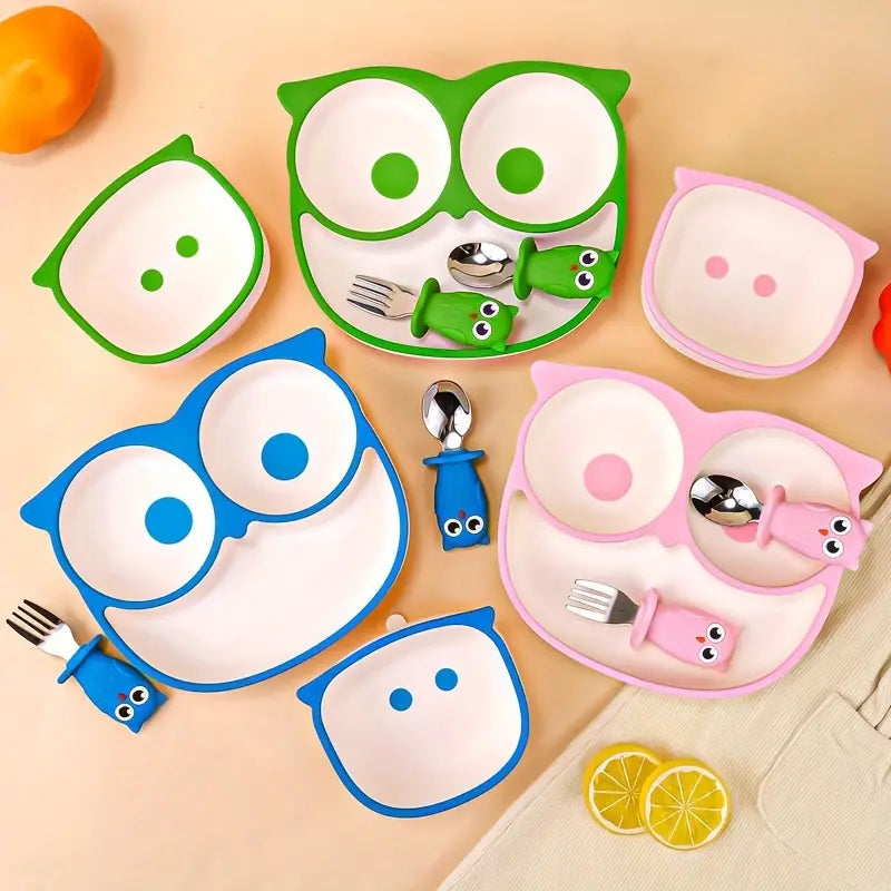 Buy MyneeMoe Cartoon Owl Suction Feeding Set - Customised Testing - at MyneeMoe Online In India
