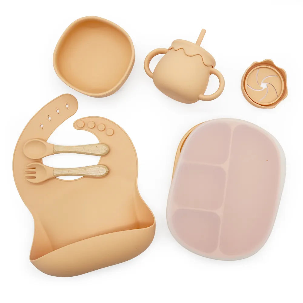 Buy Ultimate Silicone Suction Feeding Set – Mess-Free & Safe Essentials for Babies Burly Wood at Myneemoe Online In India