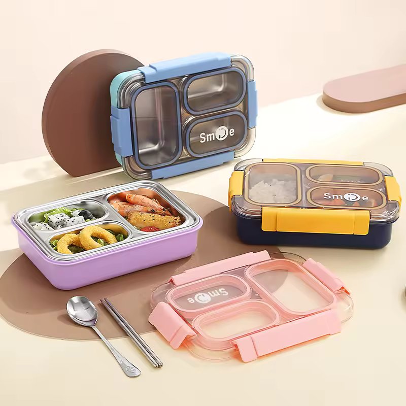 Buy Toki Buffet 3 Compartment Stainless Steel Bento Box with Cutlery at MyneeMoe Online In India