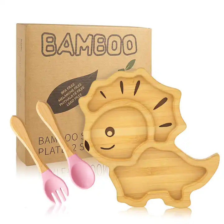 Buy Leo Bamboo Suction Feeding Set – Safe & Fun for Sustainable Baby Mealtime Pink at Myneemoe Online In India