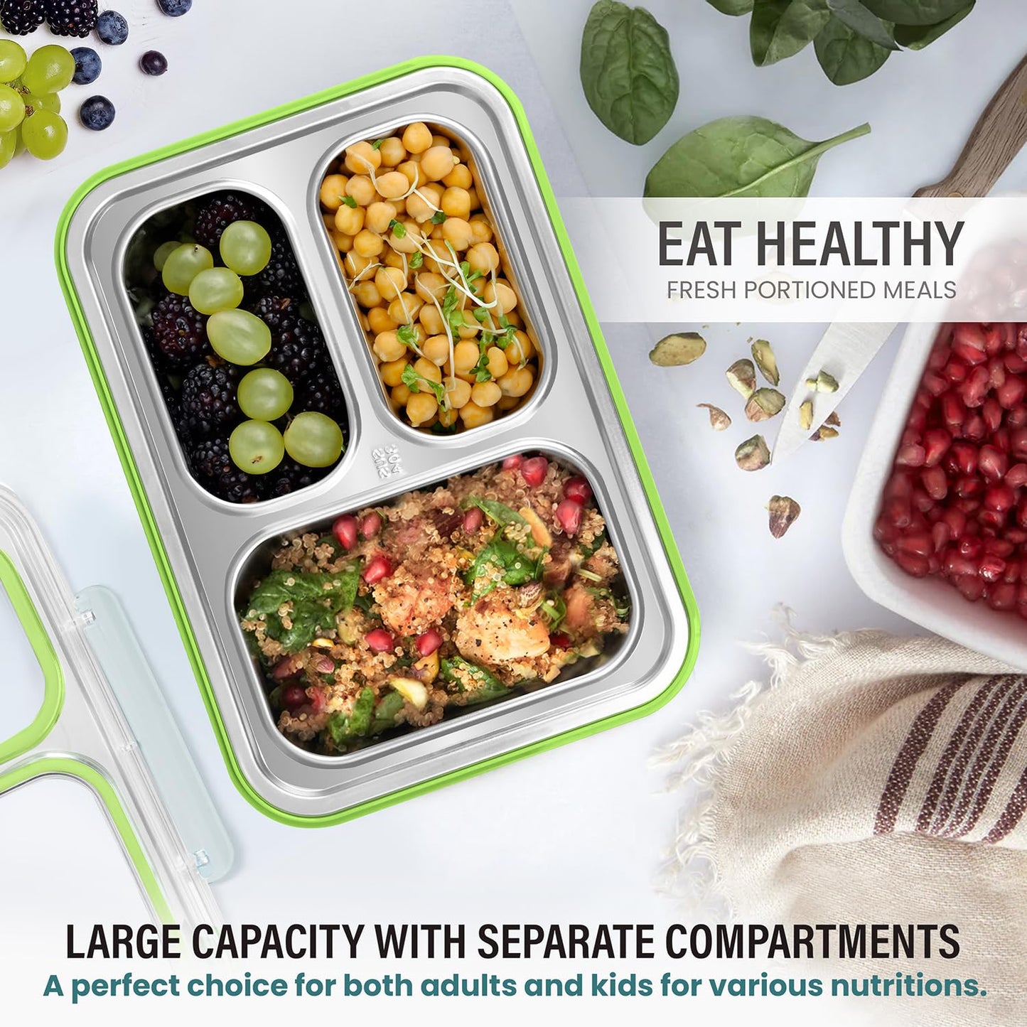 Buy Stylish 3 Compartment Bento Lunch Box at MyneeMoe Online In India