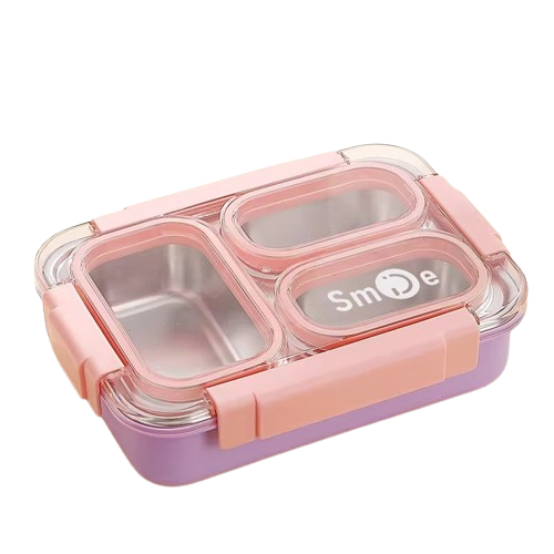 Buy Toki Buffet 100% Spill-Proof 3 Compartment Bento Box Pink & Purple at MyneeMoe Online In India