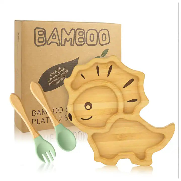 Buy Leo Bamboo Suction Feeding Set – Safe & Fun for Sustainable Baby Mealtime Green at Myneemoe Online In India