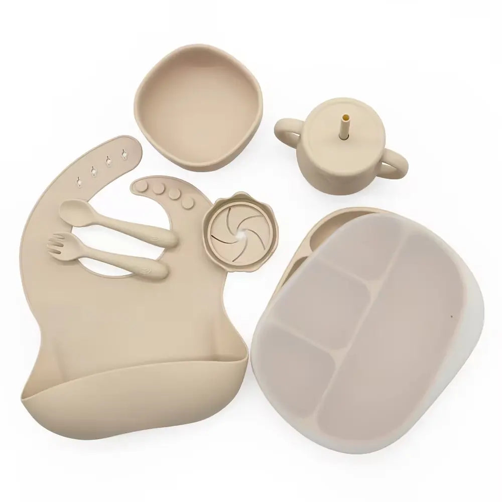 Buy Ultimate Silicone Suction Feeding Set – Mess-Free & Safe Essentials for Babies Beige at Myneemoe Online In India