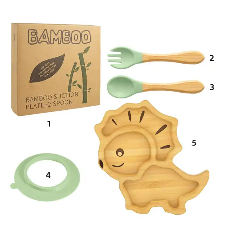 Buy Leo Bamboo Suction Feeding Set – Safe & Fun for Sustainable Baby Mealtime at Myneemoe Online In India