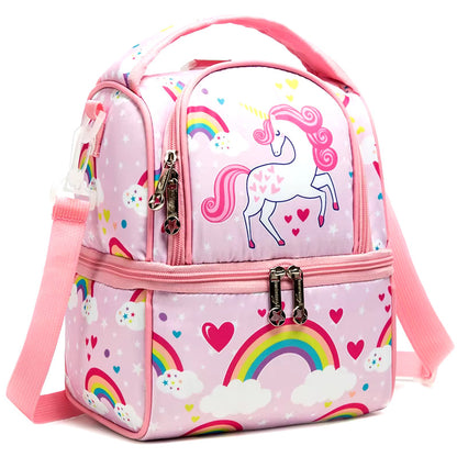 Buy FrescoPack Insulated Lunch Bag – Double Compartments | Waterproof & Stylish Unicorn (Pink) at MyneeMoe Online In India