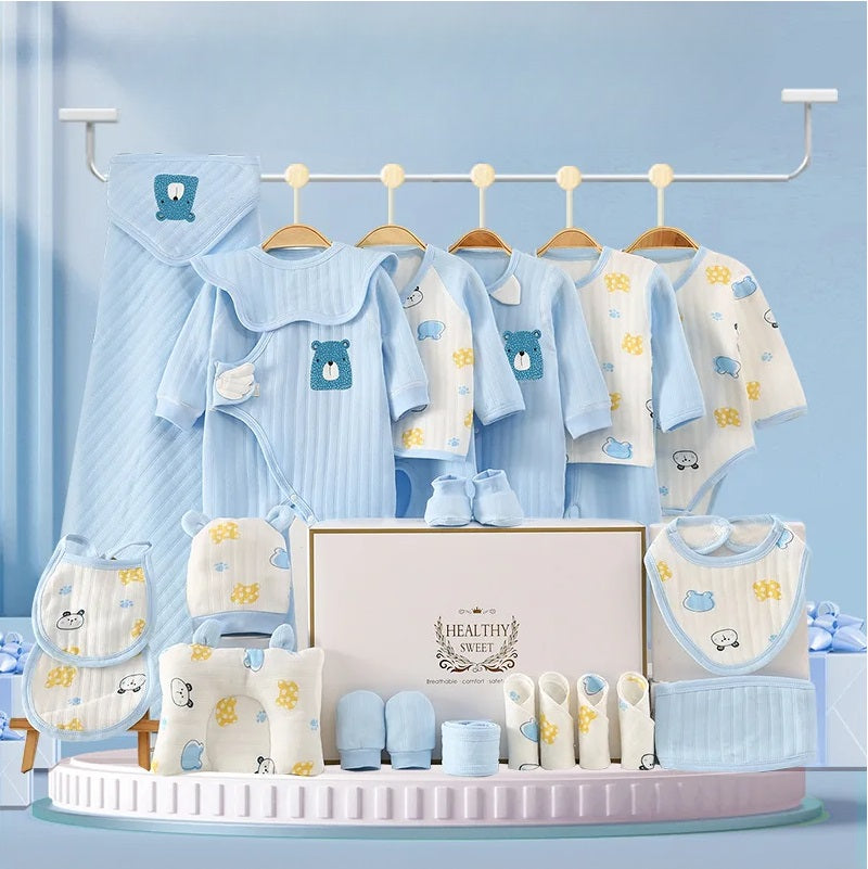 Buy Healthy Beginnings 24 Piece Baby Hamper – Perfect for Newborns & Baby Showers Blue-Bear at Myneemoe Online In India