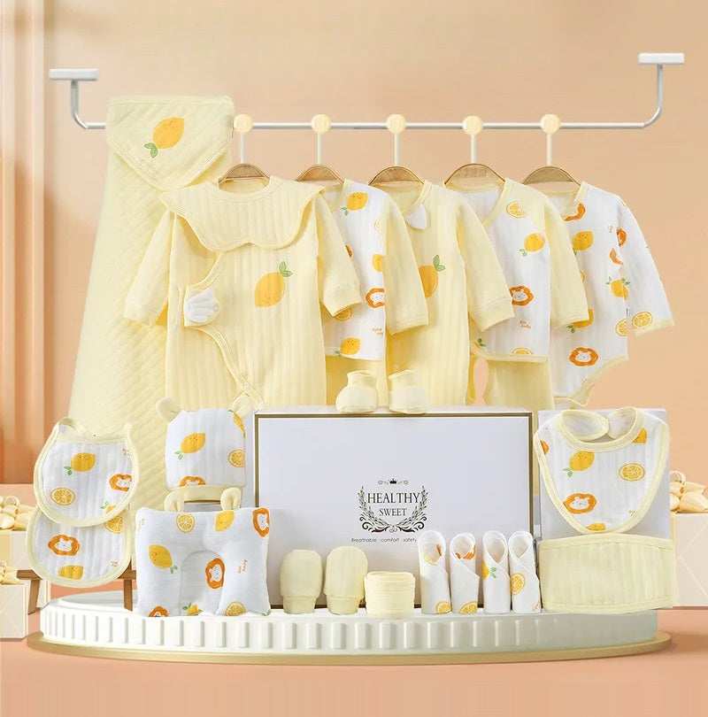 Buy Healthy Beginnings 24 Piece Baby Hamper – Perfect for Newborns & Baby Showers Yellow-Mango at Myneemoe Online In India