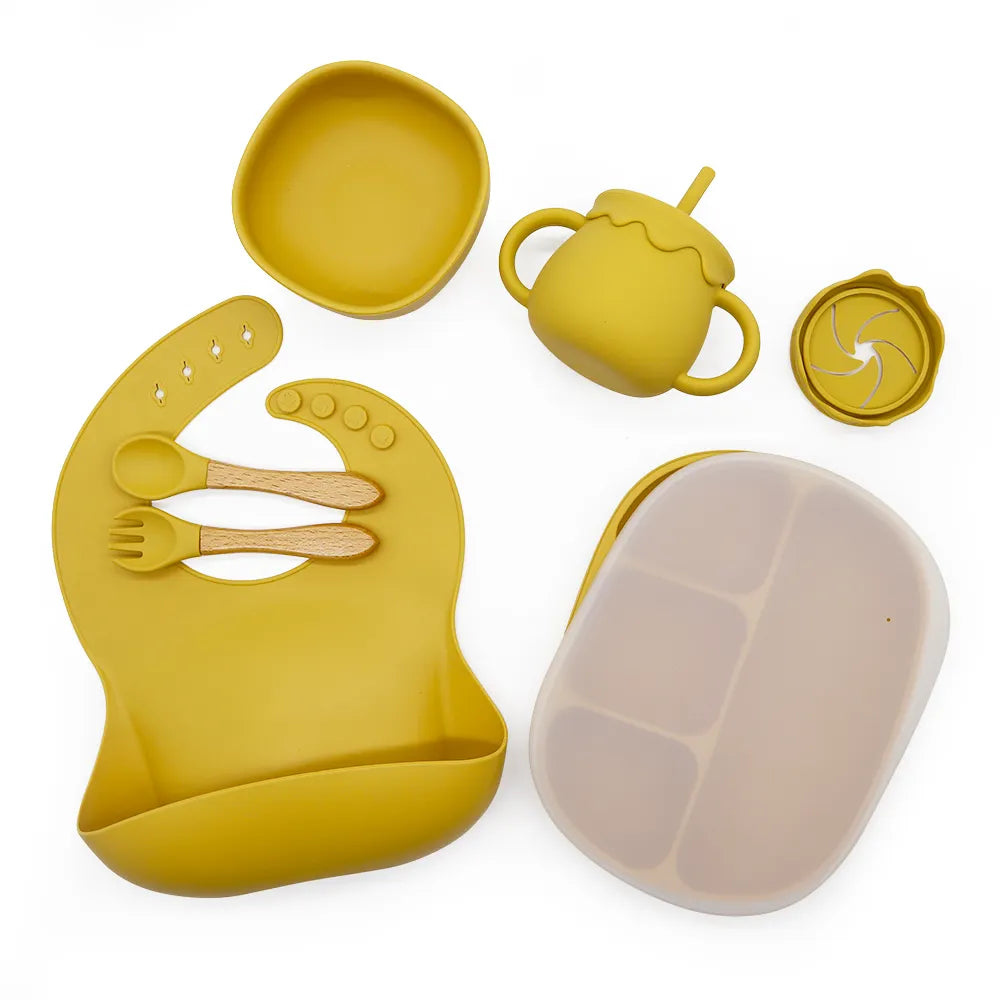 Buy Ultimate Silicone Suction Feeding Set – Mess-Free & Safe Essentials for Babies Mango at Myneemoe Online In India