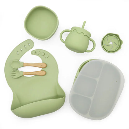 Buy Ultimate Silicone Suction Feeding Set – Mess-Free & Safe Essentials for Babies Olive at Myneemoe Online In India